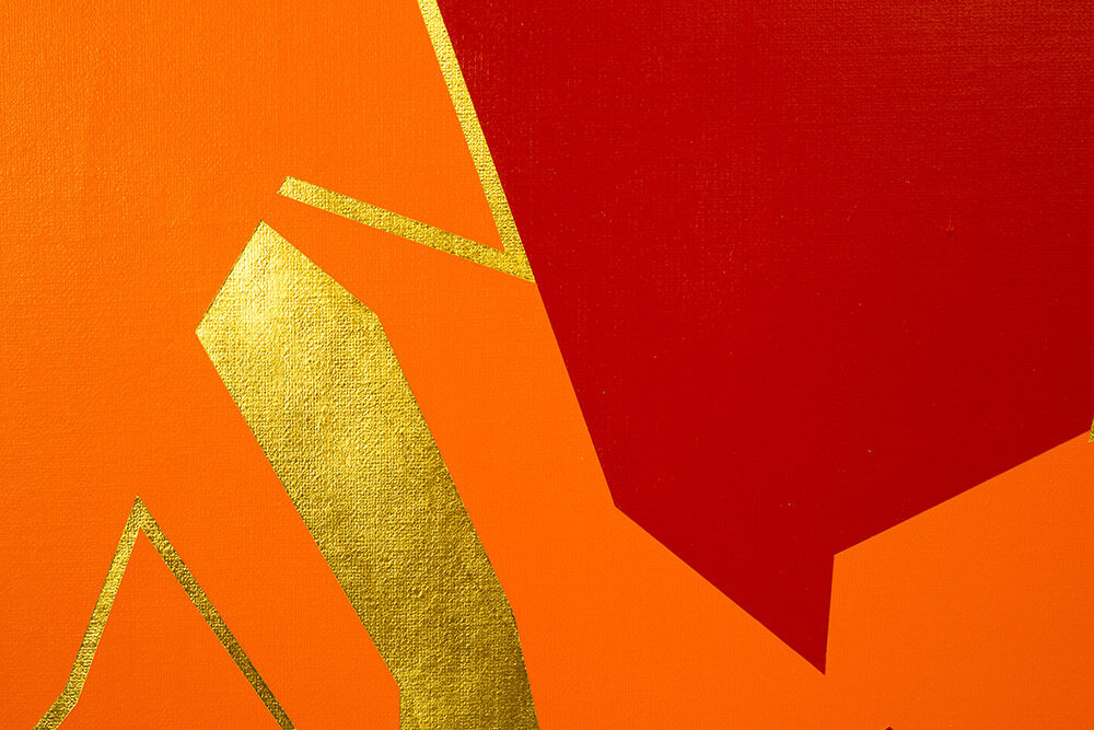 Geometric golden abstract painting nft opensea crypto art