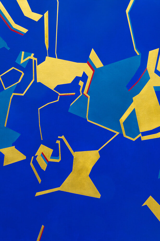 Geometric golden abstract painting nft blue opensea crypto art